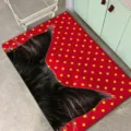 Korean style cute cat ear imitation cashmere red yellow polka dot rug for bedroom mat - Red Yellow Dot Cat Ear (FDDA090309)