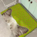 Korean cute cat ear plush rug pink polka dot bedroom bedside floor mat soft fluffy carpet - Green Pink Dot (FDDA090312)