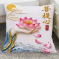 Nieuwe Chinese stijl lotus geborduurd sierkussen bank erker decoratief kussen - Boeddha Hand Lotus Stijl (SBZA209304) / 35x35cm (Alleen Hoes)