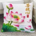 Chinese stijl lotus geborduurd sierkussen, elegante bloem vierkant kussen voor bank slaapkamer decor. - 3D Roze Wit Lotus Stijl (SBZA209305)