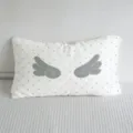 Wit lang sierkussen met grijze stippen en schattige engelen vleugels voor bank slaapkamer decor - Witte Basis Grijze Polka Dot Vleugel Stijl (SBZA291612)