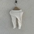 Infant baby girl footed leggings with cute ruffles, white cotton toddler tights for autumn daily wear. - 66cm / Off White