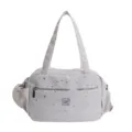 White star pattern tote bag large capacity casual shoulder bag for women daily commute - White