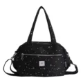 Black star print shoulder bag casual tote bag large capacity crossbody bag for daily use - Black