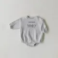 Mameluco de bebé gris waffle manga larga body de infante con estampado vintage 1987 - 66cm / Gris Vigoré