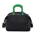Μεγάλη αθλητική τσάντα ταξιδιού με πράσινη λαβή και ρυθμιζόμενο ιμάντα ώμου - Μαύρο