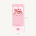 Pink rectangular gift box sealing sticker detail showing dimensions and lovely heart design. - Pink Heart Open Me Sticker / Pink