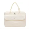 Thickened waterproof laptop bag 13.3 inch tablet tote handbag with front pocket cream white - Beige Large