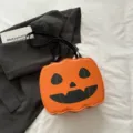 Halloween pumpkin shoulder bag large capacity funny tote bag for women fashion commute handbag. - Style 1 / Orange