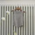 Girls summer solid color ruffled sleeveless cotton tank top grey cute children casual vest - Light Heather Grey