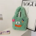 Süße flauschige Handtasche Plüsch Shopper Tasche für Damen, weiche Fell Umhängetasche neu. - Grün