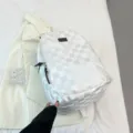 Weißer karierter Rucksack für Damen und Herren, lässiger Reise- und Schultagesrucksack. - Weißes Gitter