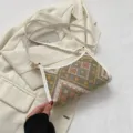 Ethischer Stil gewebte Umhängetasche Damen Mode Schultertasche Trend PU Leder Tasche - Weiß