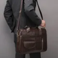Borsa da lavoro uomo in vera pelle, marrone scuro, elegante borsa a tracolla per laptop. - Cartella Regolare (1116) / Versione Originale / Marrone scuro