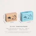 Vintage wooden stamp set with mountain and cabin design, natural beech wood and rubber material. - No.2 Cabin Mountains