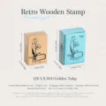 Vintage wooden stamp set with tulip botanical design, perfect for journal DIY crafting. - No.3 Tulip