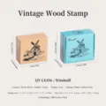 Vintage wooden rubber stamp for journaling and DIY crafts, made of beech wood and foam. - No.4 Windmill