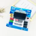 Uitwisbare whiteboard marker set met 3 gekleurde pennen en 1 wissen voor kantoor en school. - 3+1 Pennen met Gum Blisterkaart