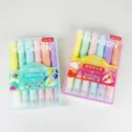 KAPCAT 6 Farben Macaron Textmarker Set Pastell ästhetische Keilspitze Stifte für Notizen - Keilspitze / 6 Farben 6 Stk./PVC-Box
