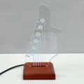 LED Gitarrenkopf Nachtlicht mit Holzbasis, Acryl Display Ständer, Musiknoten Design. - Stil C