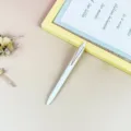 Weisser einziehbarer Gelschreiber mit rosengoldenem Clip Bueromaterial schwarze Tinte Stift - Weiß