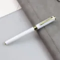 Weißer Metall-Gelschreiber mit goldenem Clip für professionelles Büro- und Geschäftsschreiben. - 0.5mm / Weiß