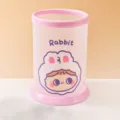 Rosa süßer Kaninchen Cartoon Stiftehalter durchsichtig Kunststoff Schreibtisch Organizer - Hasenmädchen