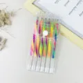 Rainbow gel pen set colorful gradient neutral pens in clear PVC pouch for student journaling - Fluorescent Style / 6-Piece Pack