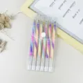 Rainbow gel pen set gradient colored pens in transparent PVC bag for student journaling stationery. - Pastel Style / 6-Piece Pack