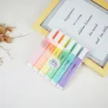 Pastel highlighter set of 6 colorful marker pens with slanted tips in clear case for journaling school - 6 Pieces/Set / Pastel 6-Color Set