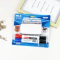 Uitwisbare whiteboard marker set met dubbele punt pennen en wisser voor school en kantoor. - 2+1 Pennen met Gum Blisterkaart