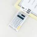 Calcolatrice solare minimalista a 12 cifre con frontalino in alluminio, portatile e silenziosa. - 12 Cifre / Bianco