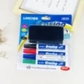 Erasable whiteboard marker set with four colored pens and eraser for office and school use. - Blister Card 4+1 Pens