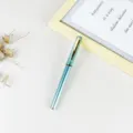 Hellblauer Metall-Signierstift mit Goldclip, eleganter Business-Gelstift für Büro und Geschenk. - Hellblau