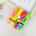 4 stuks neon markeerstiften set, fluorescerende kleuren beitelspunt pennen kantoor school. - 4 Stuks/Verpakking