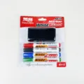 Whiteboard marker set with eraser, 4 vibrant colors, smooth writing for office and school. - Blister Card 4+1 Pens