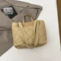 Einfarbige gesteppte Shopper Umhängetasche, minimalistische Freizeit Puffer Tasche Variante. - Khaki