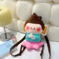 Zaino in peluche buddha carino borsa bambola di guarigione con design loto regolabile. - Colorato