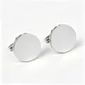 Stainless steel round polished cufflinks detail, minimalist men's shirt accessory. - 1 Pair / Round-Steel Mirror