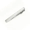 Detailed close-up of a silver metal tie clip featuring a fine laser-etched grid pattern. - Silver Style (Z5061-LS1083)