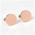 Close-up detail of smooth rose gold round cufflinks, perfect mirror polished shine surface. - 1 Pair / Round-Rose Gold Mirror