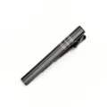 Close up detail of black metal tie clip with white grid pattern for men business style. - Black Style (Z5063-LS1085)
