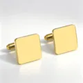 Classic square gold-toned polished mirror finish french cufflinks for men dress shirts cufflink - 1 Pair / Square-Titanium Gold Mirror