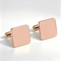 Detail view of the elegant square rose gold mirror polished french cufflinks for men shirts. - 1 Pair / Square-Rose Gold Mirror