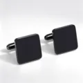 Classic square black cufflinks for men, stainless steel business shirt cuff links accessory. - 1 Pair / Square-Gun Black Mirror