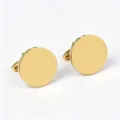 Golden round mirror polished mens cuff links, classic stainless steel french shirt cufflinks. - 1 Pair / Round-Titanium Gold Mirror