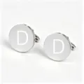 Stainless Steel Letter D Cufflinks Silver Mirror Polish Men Formal Suit Cuff Links - Round Letter D Style (Z6051-1D) / Silver