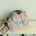 Casual minimalist large capacity shoulder tote bag in pink and grey for women summer style - Pink