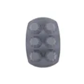 Grey 6-cavity silicone baking mold for cakes, muffins, and chocolates, non-stick flexible tray. - 6-Cavity 10-Petal Flower Nordic Gray