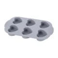 Grey 6-cavity heart silicone mold for baking cakes, muffins and chocolates, kitchenware. - 6-Cavity Heart Nordic Gray